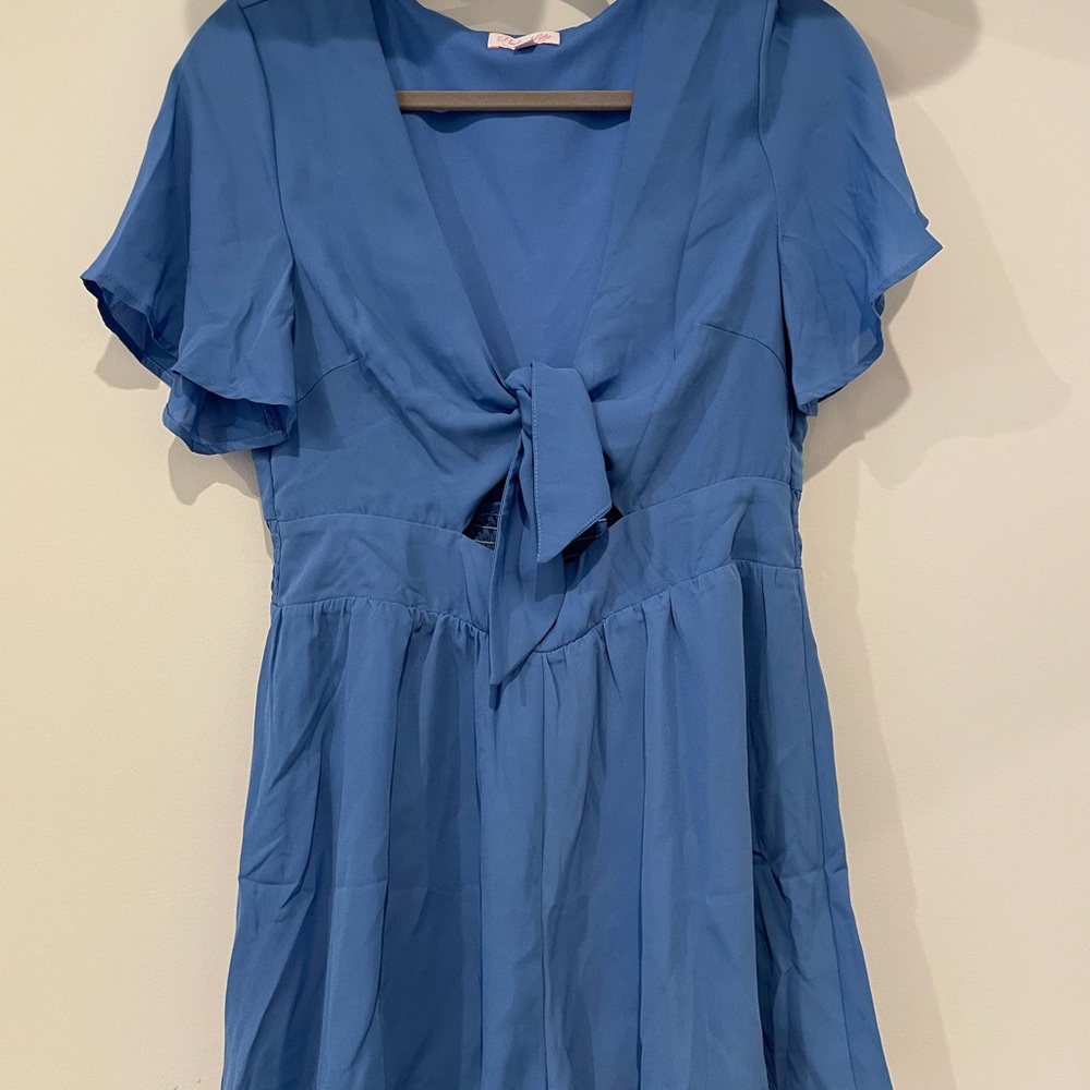 Pink Lily Dark Blue Dress Romper